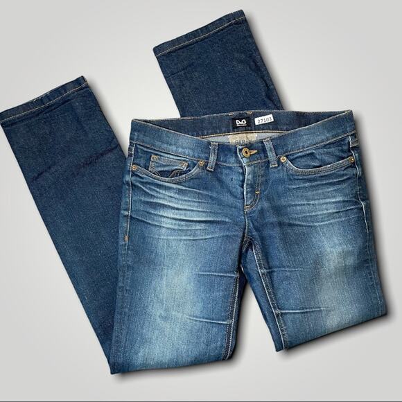 DOLCE GABBANA DESIGNER Y2K LOW RISE STRAIGHT GIRLY JEANS MEDIUM BLUE SIZE 28 - Picture 3 of 8